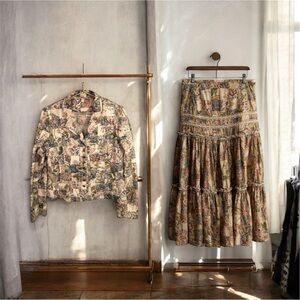 Rare 2005 Polo Ralph Lauren Patchwork Batik Skirt & Jacket Sz 10